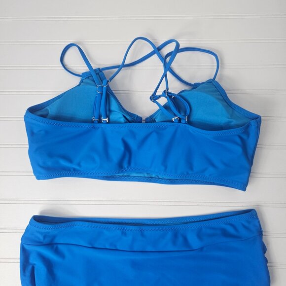 BMJL Women's Blue High Waisted U Cut Out Top Modest Bikini Set Size XL NWT - Picture 8 of 16